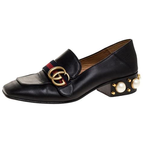 gucci pearl heel loafer